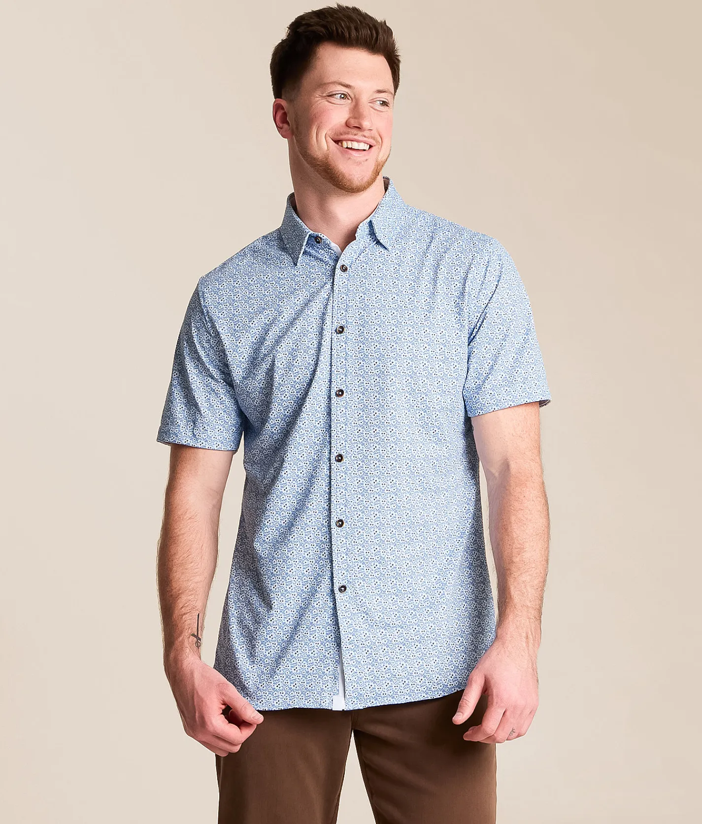 Tops | J.B. Holt Athletic Performance Stretch Shirt Light Blue White