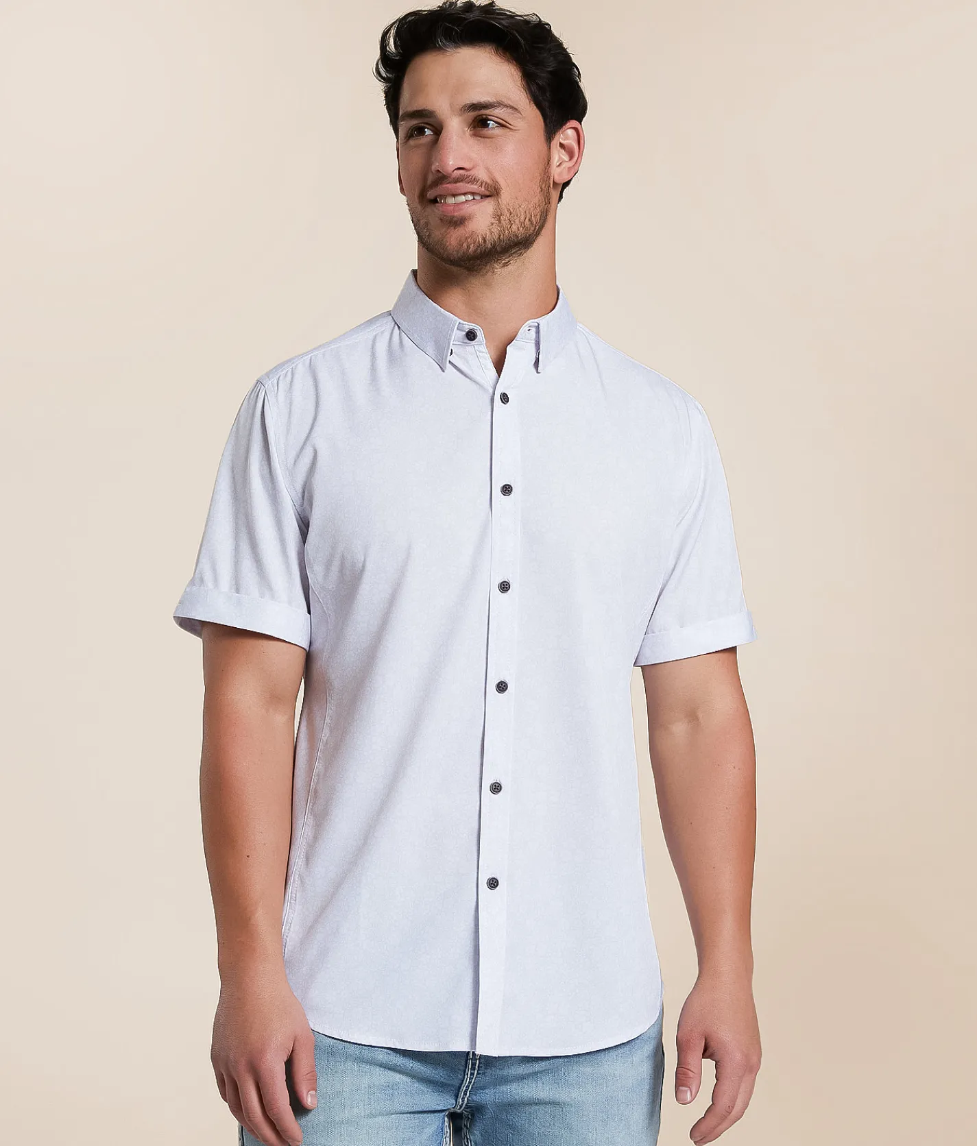 J.B. Holt Athletic Performance Stretch Shirt White Grey New