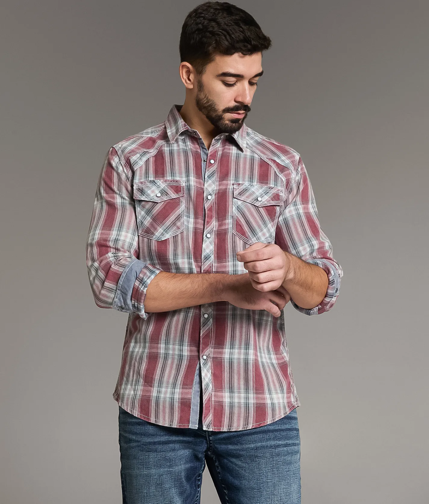 Tops | BKE Vintage Athletic Plaid Shirt Red Navy White