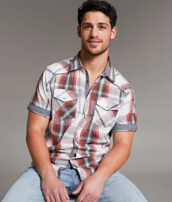 Tops | BKE Athletic Plaid Shirt White Red Black