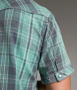 BKE Vintage Athletic Plaid Shirt Teal Navy Outlet