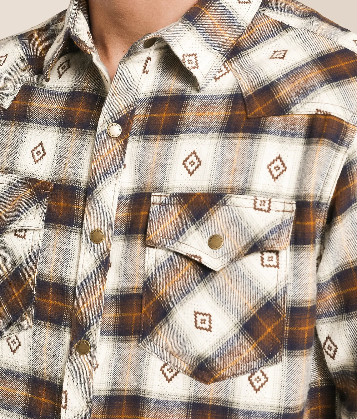 Tops | Gentry County Athletic Plaid Shirt Cream Rust