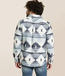 Departwest Athletic Southwestern Flannel Shirt Cream Blue New