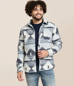 Departwest Athletic Southwestern Flannel Shirt Cream Blue New