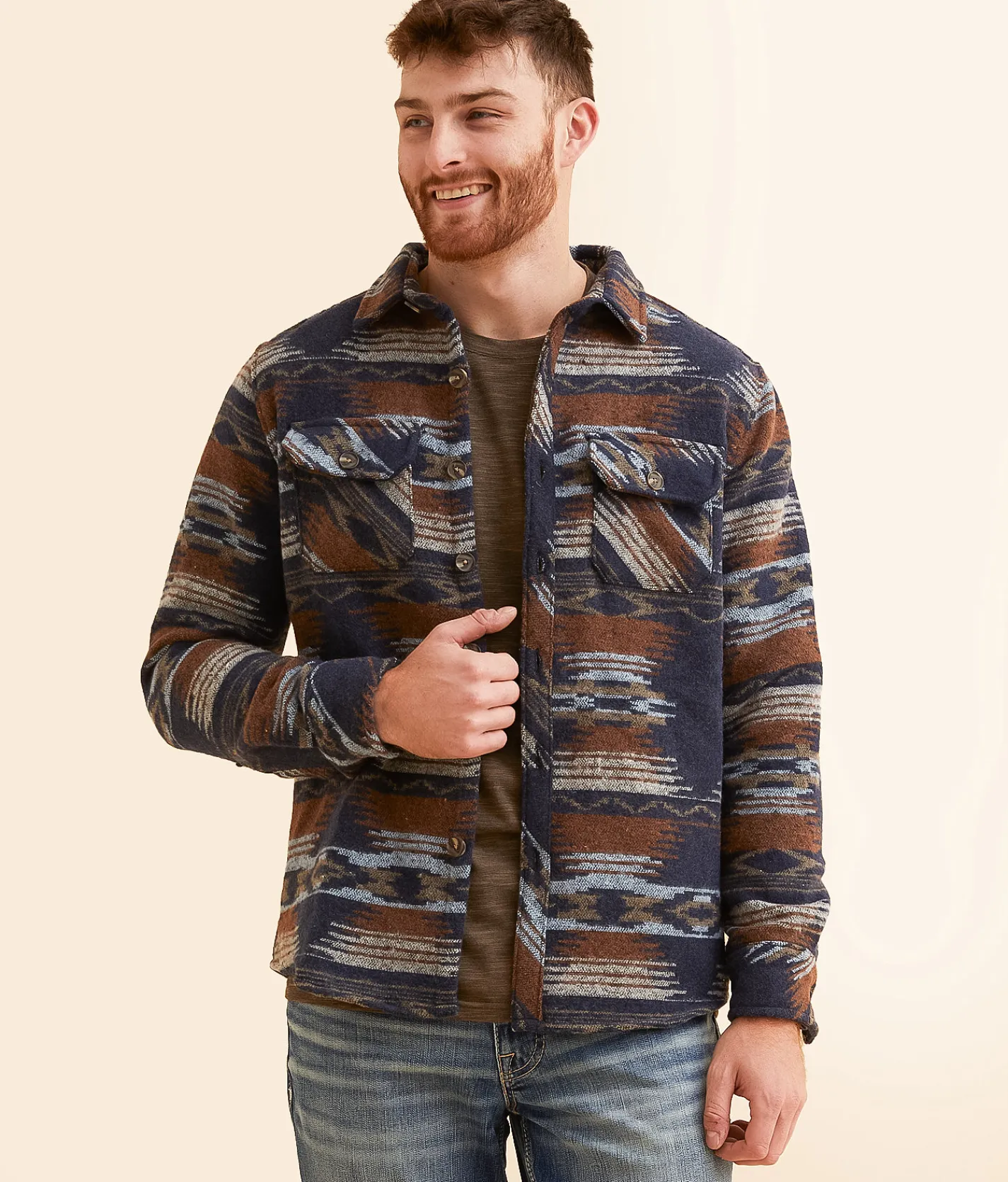 Departwest Athletic Southwestern Shacket Black New