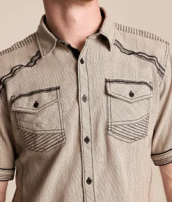 Tops | Buckle Black Athletic Stretch Shirt Tan Black