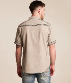 Tops | Buckle Black Athletic Stretch Shirt Tan Black