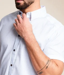 J.B. Holt Athletic Stretch Shirt White Light Blue Clearance