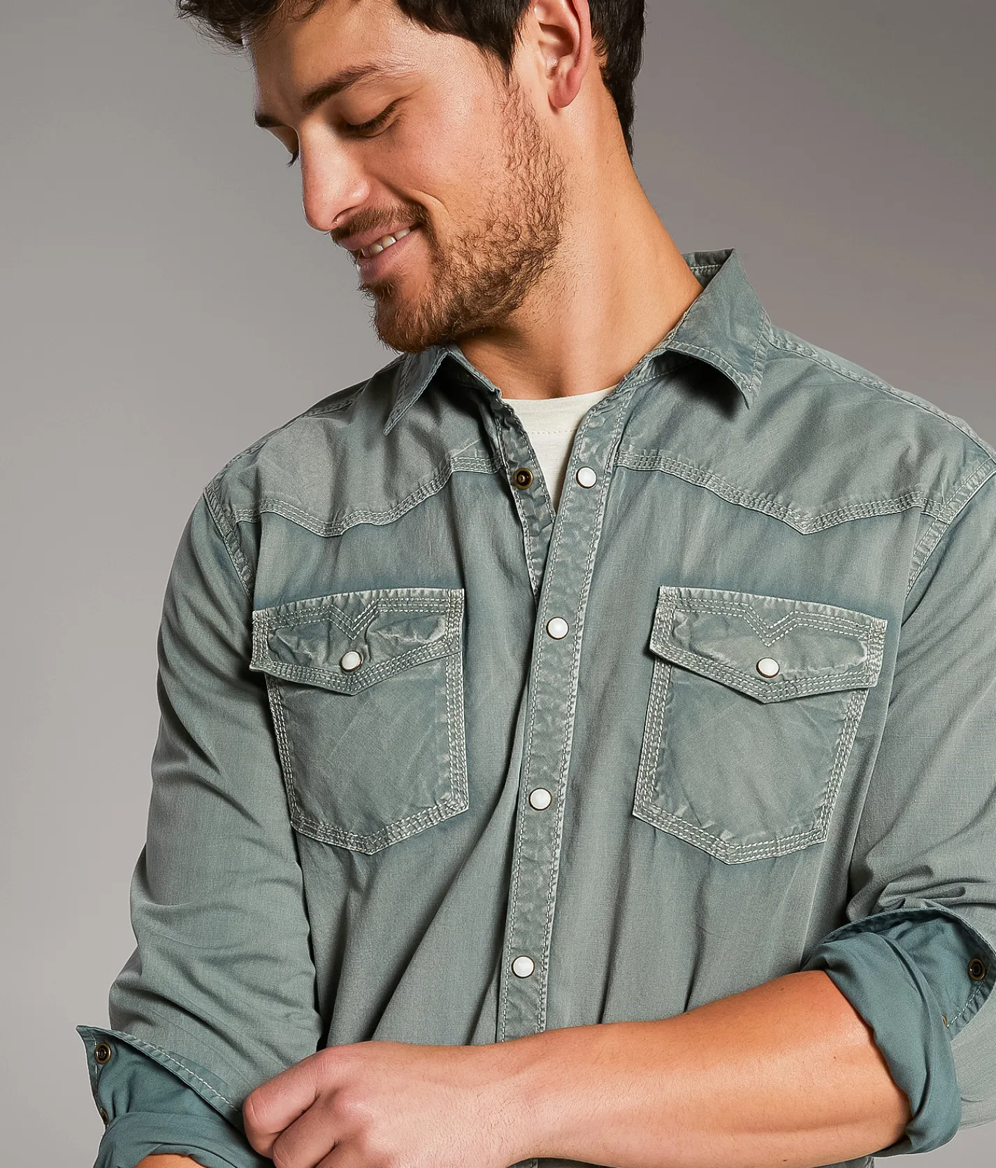 BKE Vintage Athletic Stretch Shirt Green Best