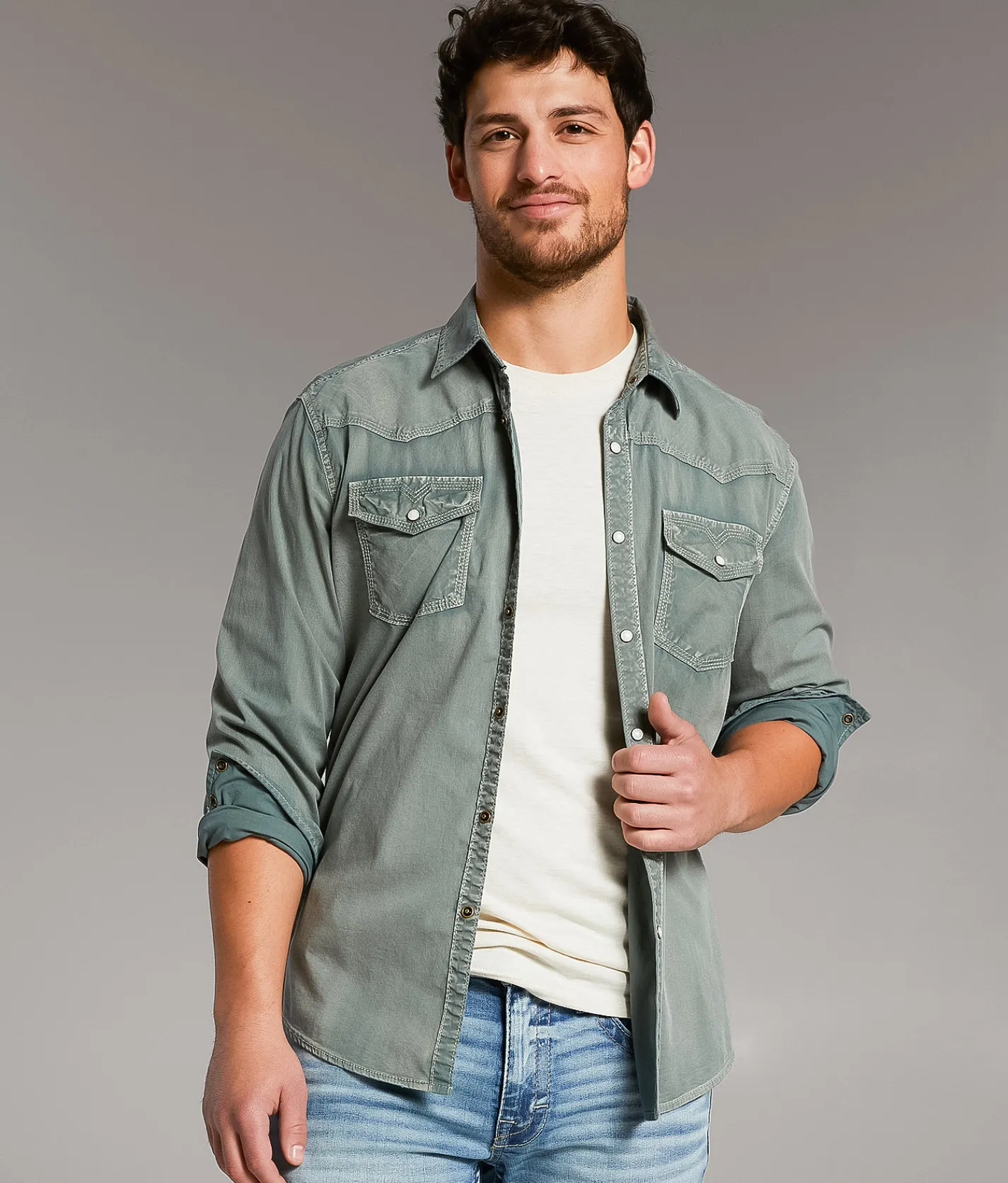 BKE Vintage Athletic Stretch Shirt Green Best