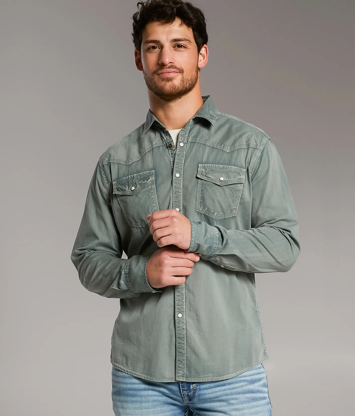 BKE Vintage Athletic Stretch Shirt Green Best