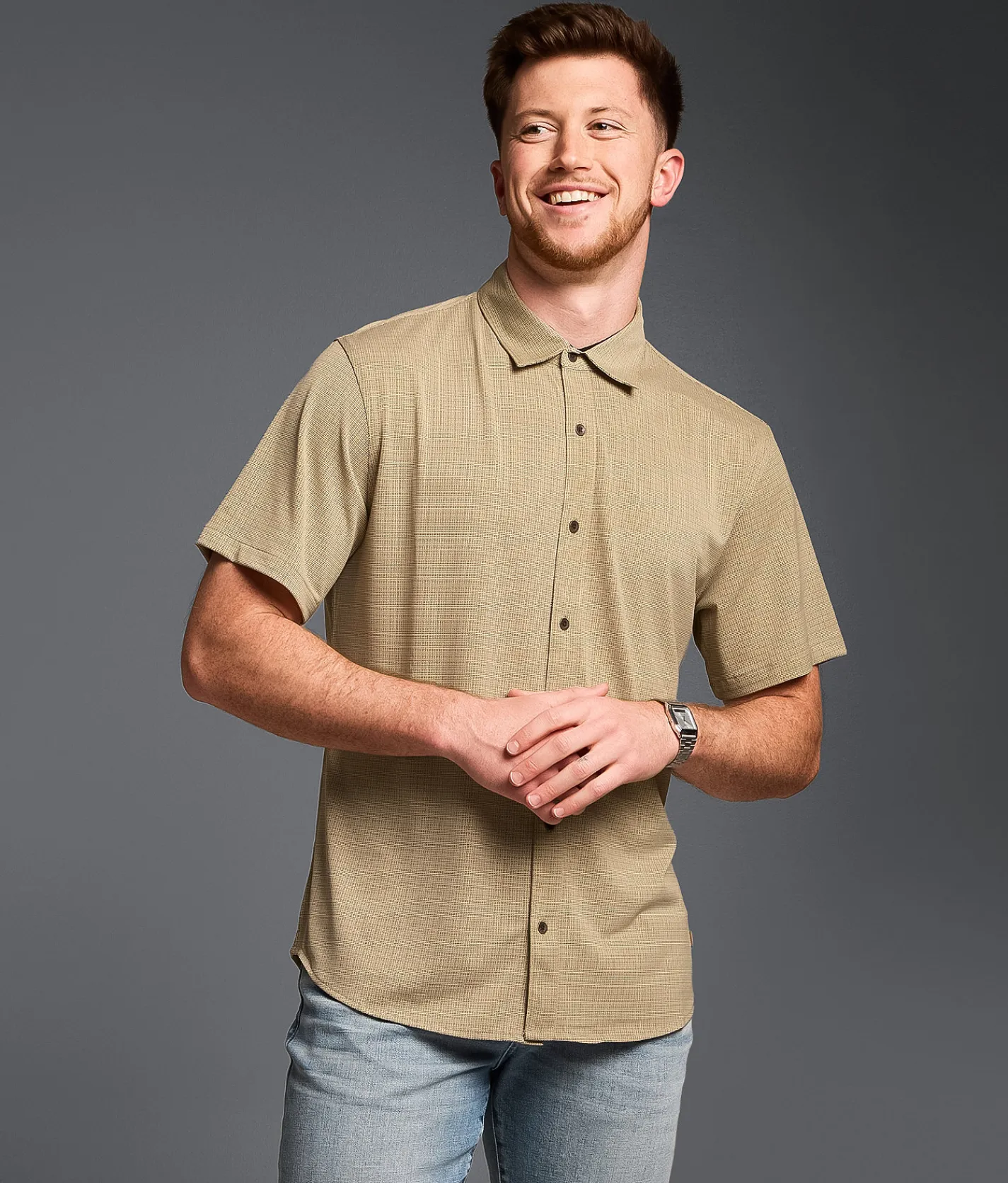 Tops | Outpost Makers Athletic Stretch Shirt Peyote White