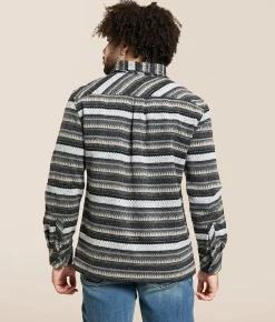 Tops | Departwest Athletic Stripe Flannel Shirt Black Tan