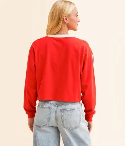 FITZ + EDDI Athletic Stripe T-Shirt High Risk Red Discount