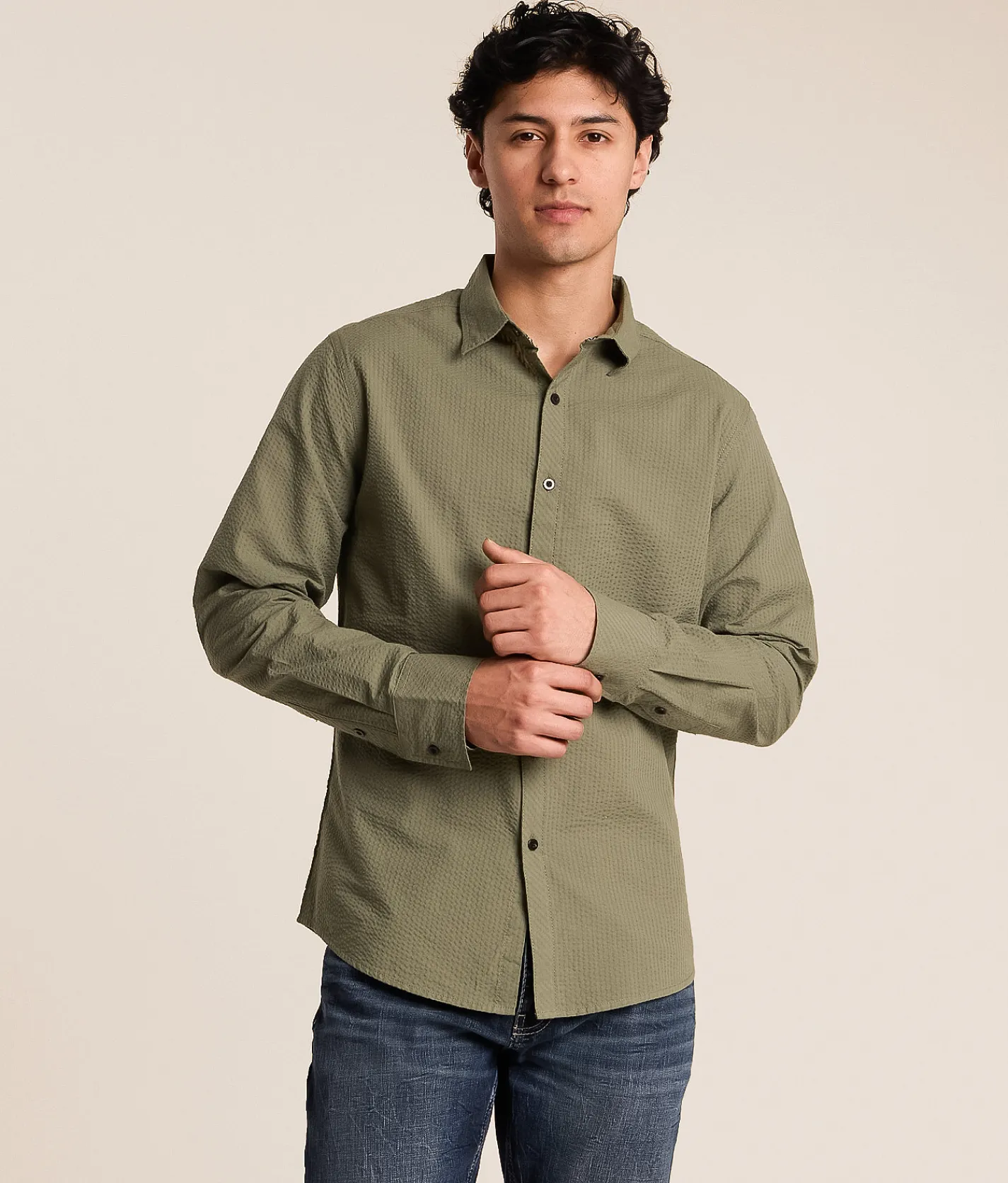 Tops | Departwest Athletic Textured Shirt Olive