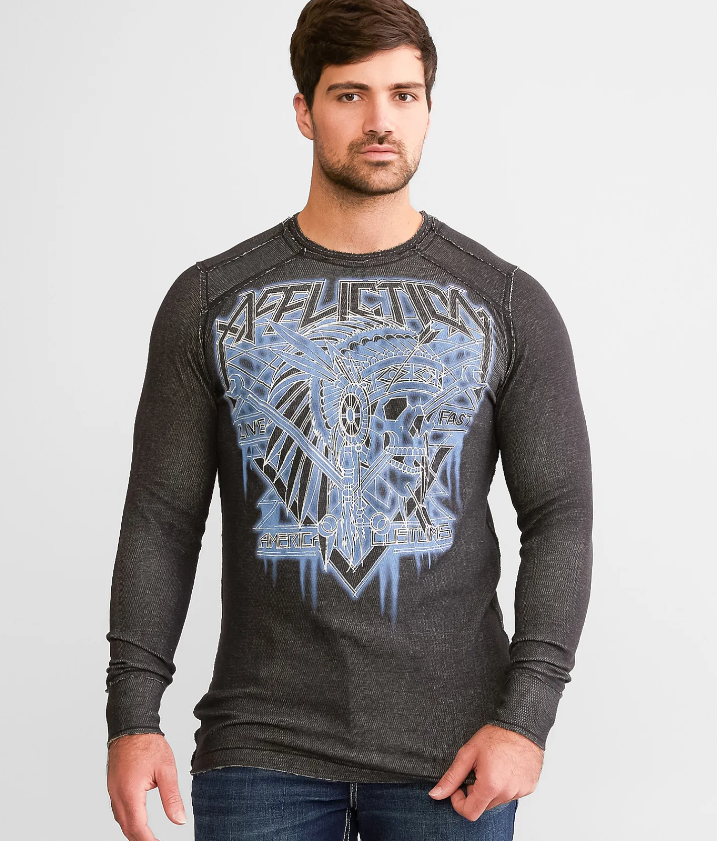 Graphic T-Shirts | Affliction Atomic Iron Reversible Thermal White Black