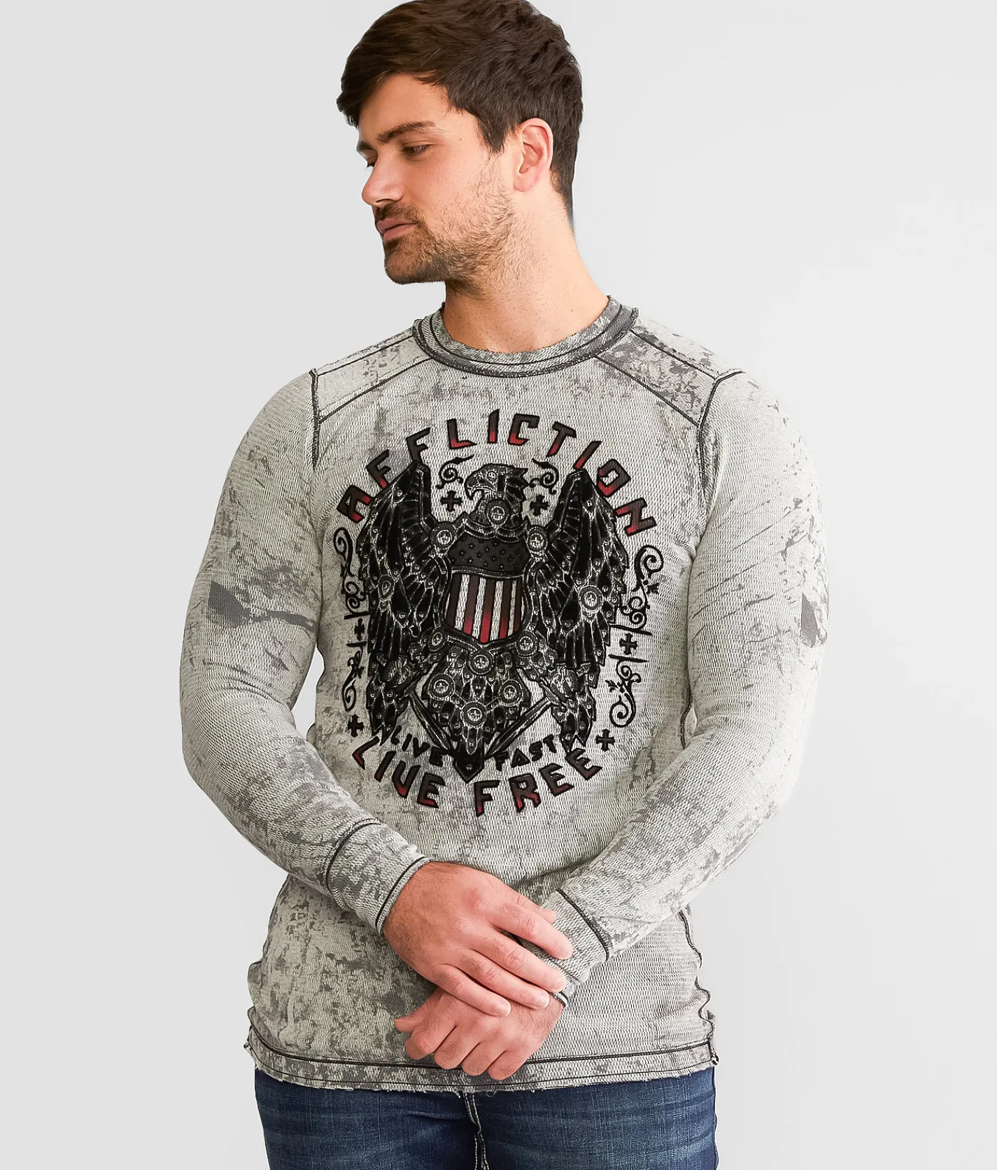 Graphic T-Shirts | Affliction Atomic Iron Reversible Thermal White Black