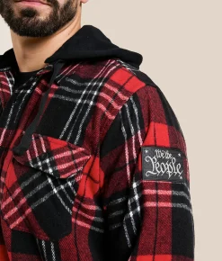 Howitzer Attack Hooded Flannel Shirt Red Black White