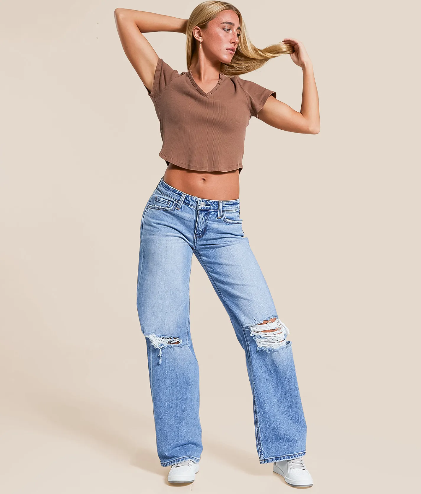 Bottoms | VERVET by Flying Monkey Aubrey Low Baggy Wide Leg Jean Pleasant