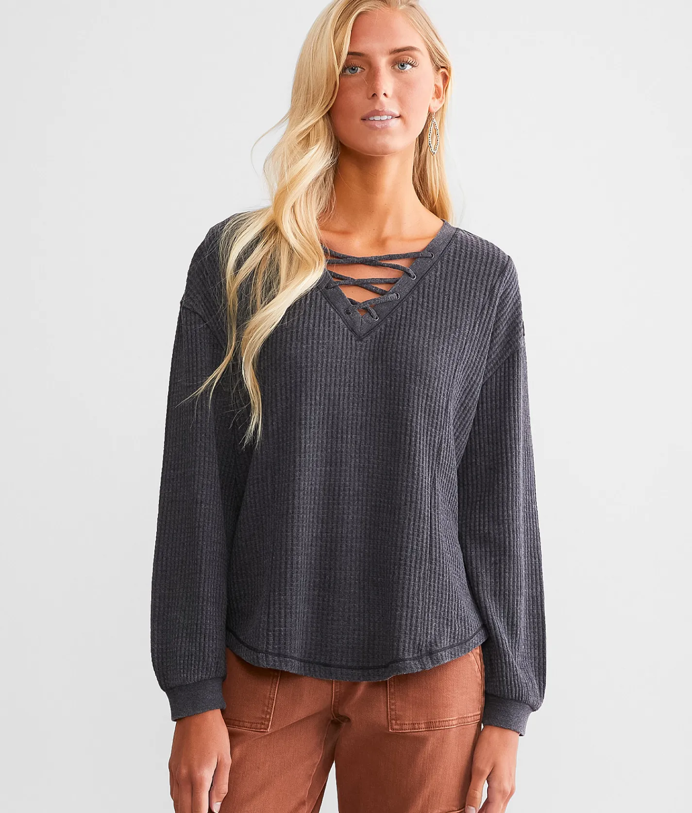White Crow Audrey Waffle Knit Top White