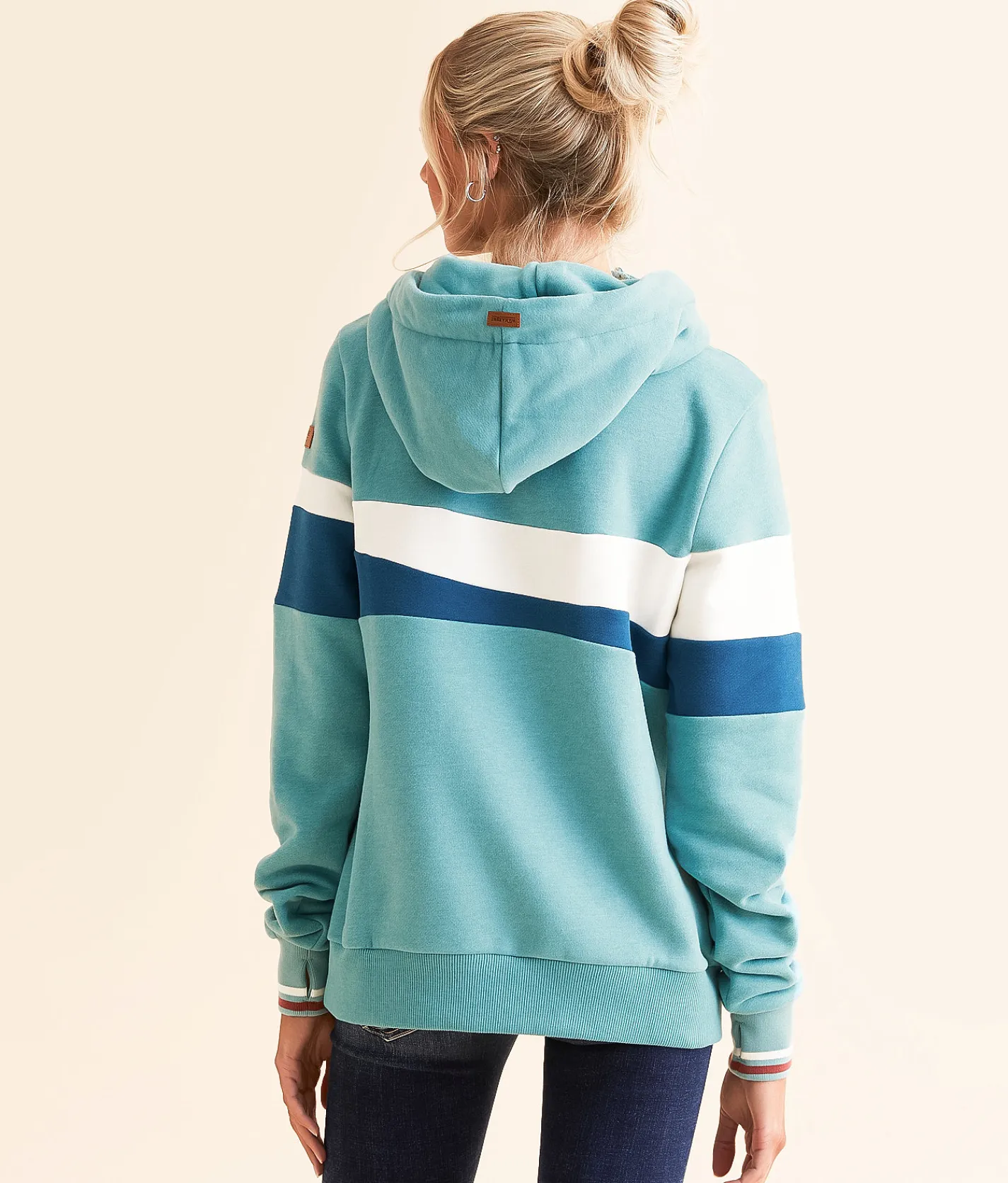 Tops | Wanakome Auria Quarter Zip Hooded Sweatshirt Alpine Blue Mix