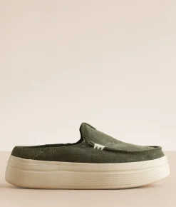 Shoes | HEYDUDE™ Austin Lift Classic Leather Mule Shoe Moss