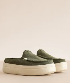 Shoes | HEYDUDE™ Austin Lift Classic Leather Mule Shoe Moss