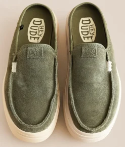 Shoes | HEYDUDE™ Austin Lift Classic Leather Mule Shoe Moss
