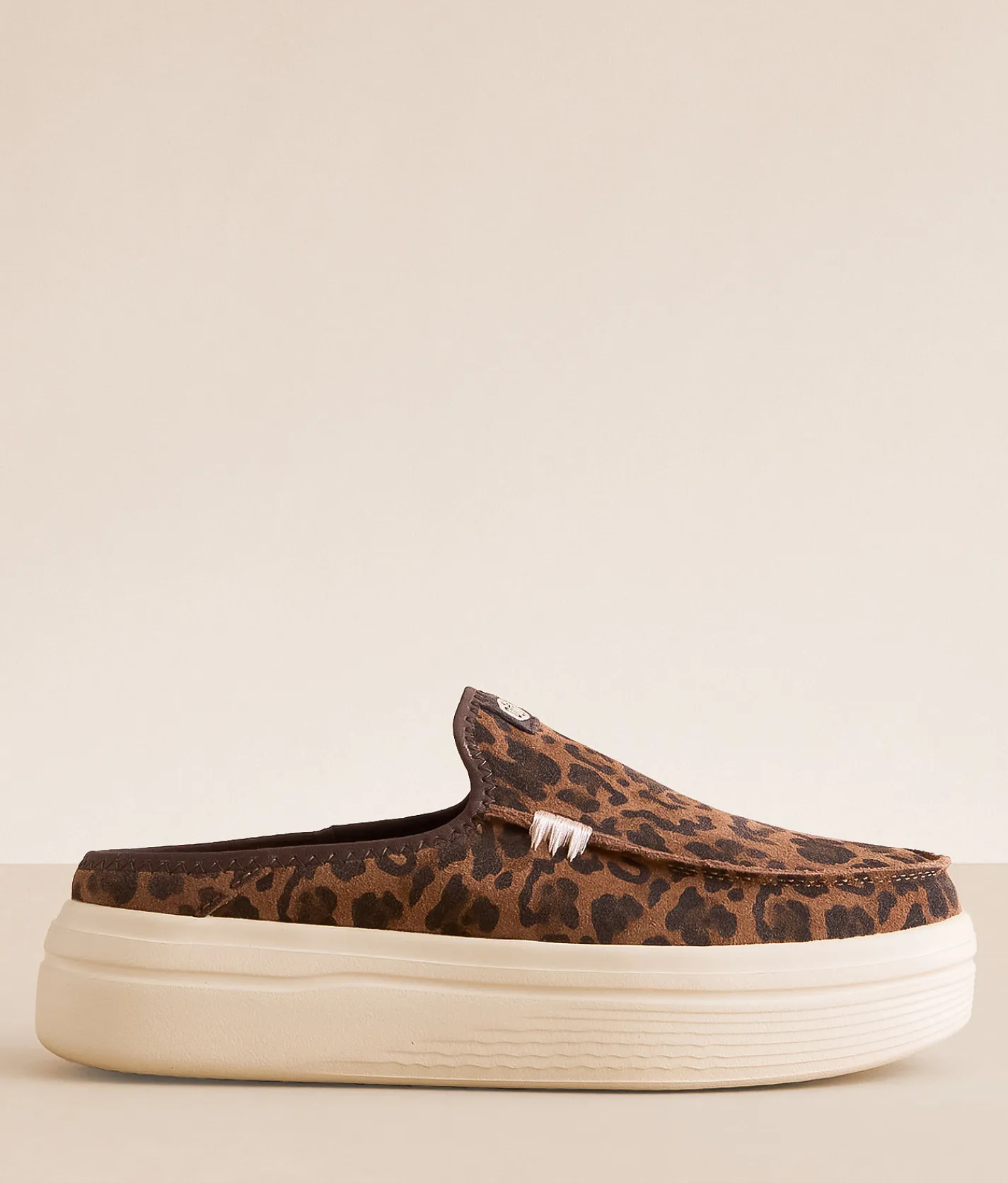 HEYDUDE™ Austin Lift Leopard Leather Mule Shoe Brown Leopard