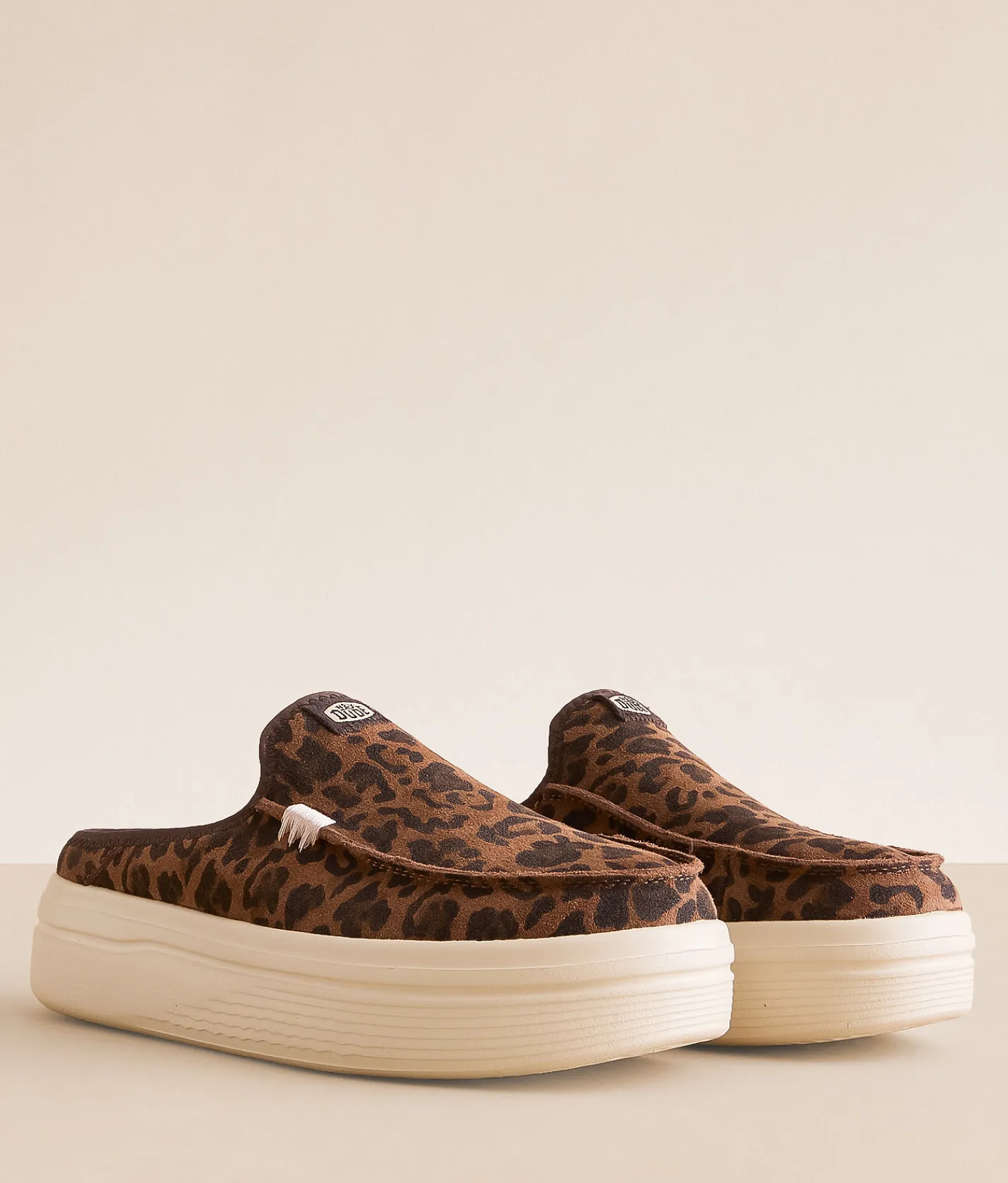 HEYDUDE™ Austin Lift Leopard Leather Mule Shoe Brown Leopard