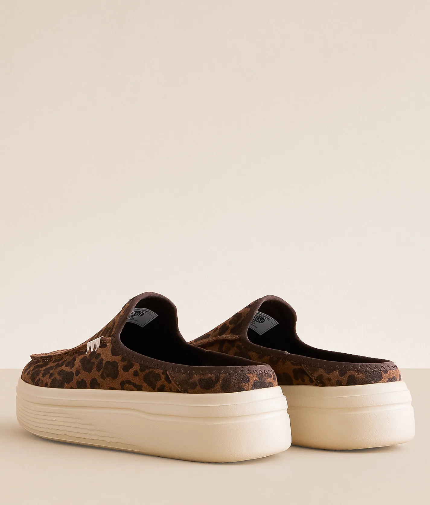 HEYDUDE™ Austin Lift Leopard Leather Mule Shoe Brown Leopard