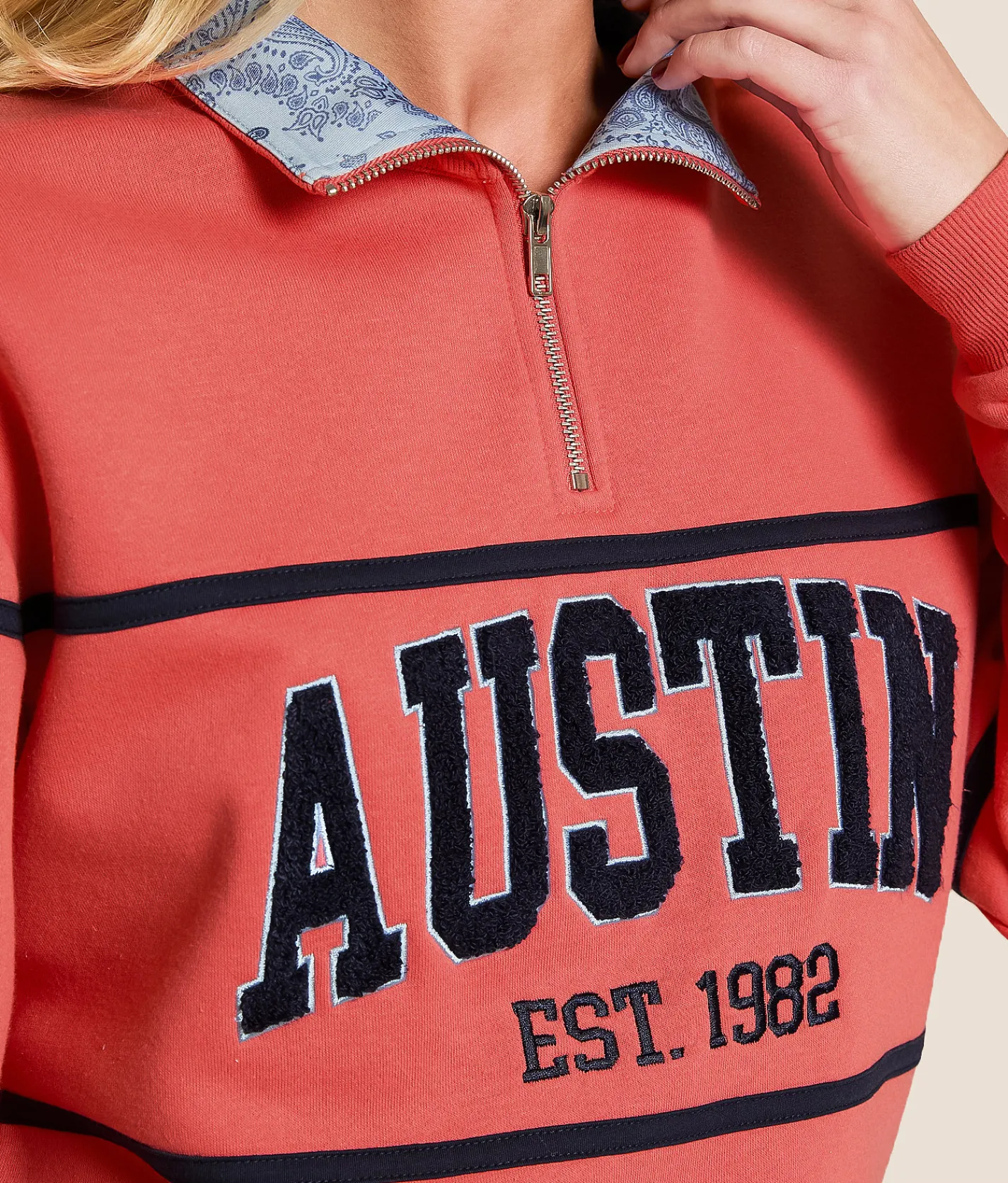 Modish Rebel Austin Quarter Zip Pullover Spiced Coral
