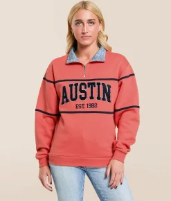 Modish Rebel Austin Quarter Zip Pullover Spiced Coral
