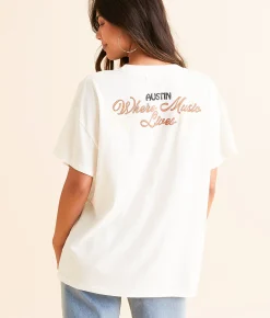 Tops | Girl Dangerous Austin, TX T-Shirt Vintage White