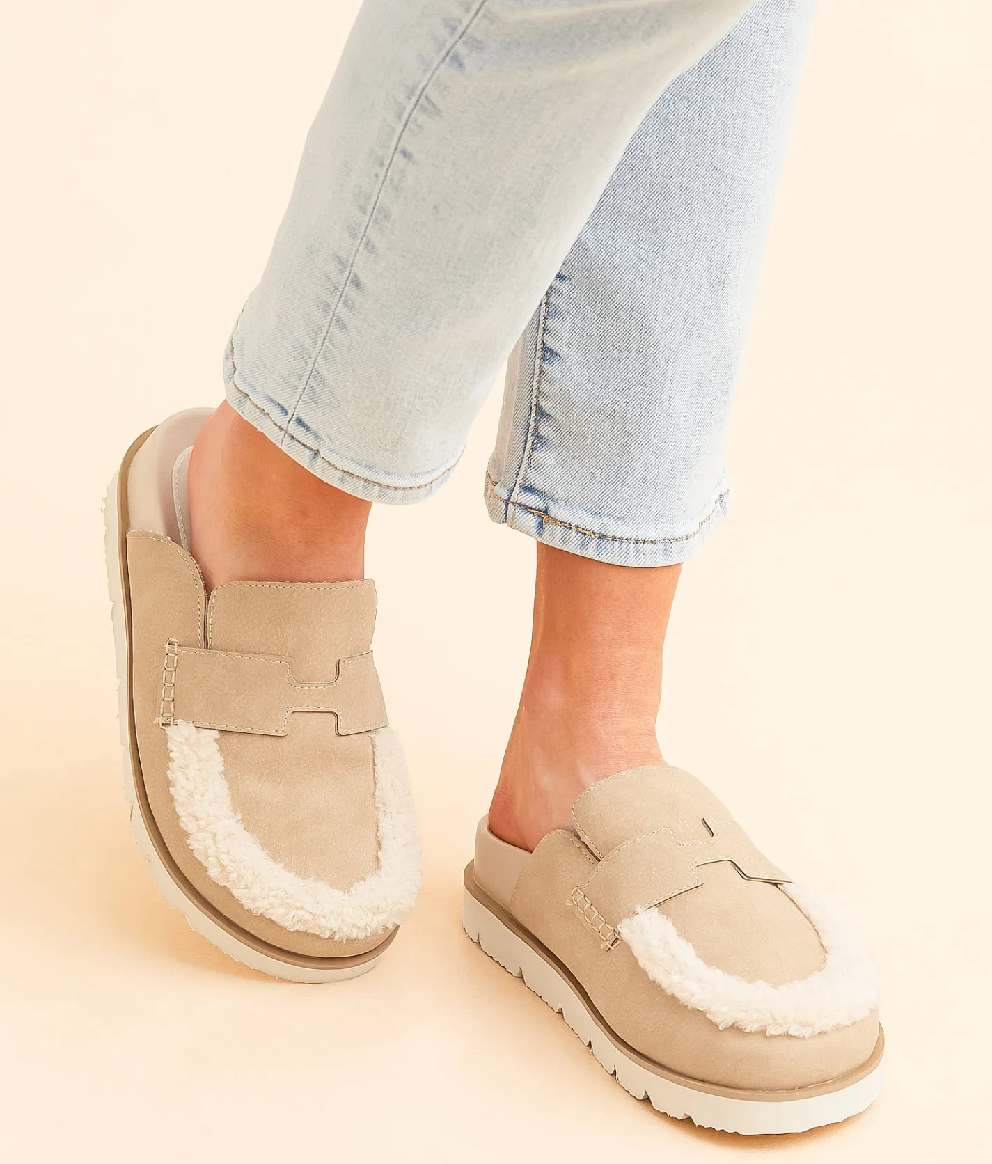 Oasis Society Avalon Sherpa Mule Khaki Online