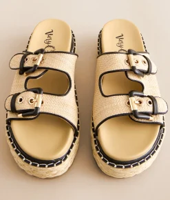 Shoes | Very G Ava Raffia Platform Sandal Cream Black