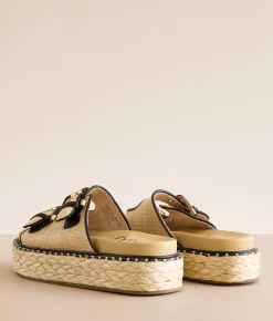 Shoes | Very G Ava Raffia Platform Sandal Cream Black