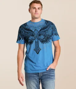 Affliction Avila T-Shirt Pacific Blue Lava Wash Hot