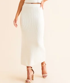 Z Supply Avni Maxi Sweater Skirt Oat Milk Clearance