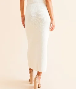 Z Supply Avni Maxi Sweater Skirt Oat Milk Clearance