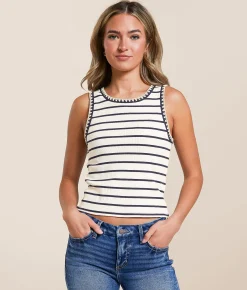 Z Supply Avril Striped Tank Top Captain Navy Online