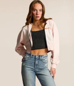 Affliction Ayala Cropped Hoodie Peachskin Heavy Lava Wash Online