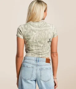 Tops | Affliction Ayala Cropped T-Shirt White