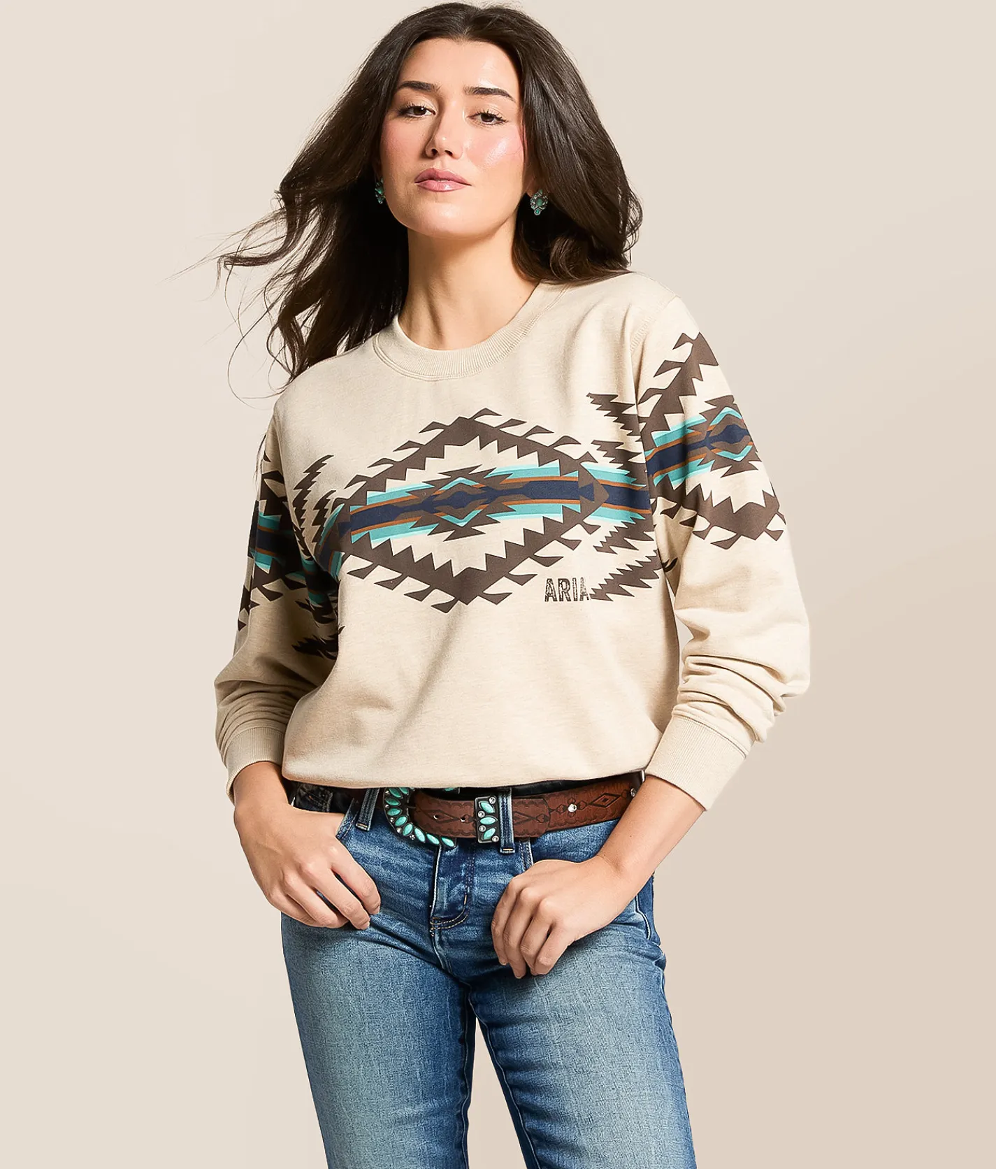 Tops | Ariat Aztec Pullover Oatmeal Heather