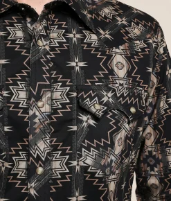 Tops | Rock & Roll Denim Aztec Stretch Shirt Black