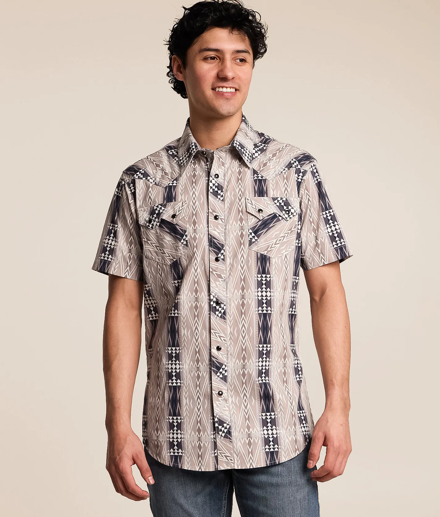 Rock & Roll Denim Aztec Stretch Shirt Black Clearance
