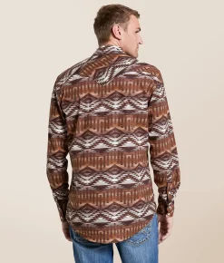 Rock & Roll Denim Aztec Stretch Shirt Brown Hot