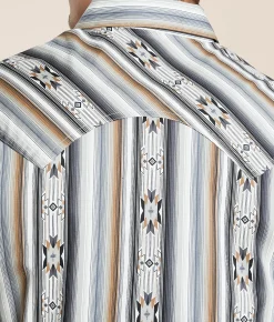 Rock & Roll Denim Aztec Striped Stretch Shirt Black Online