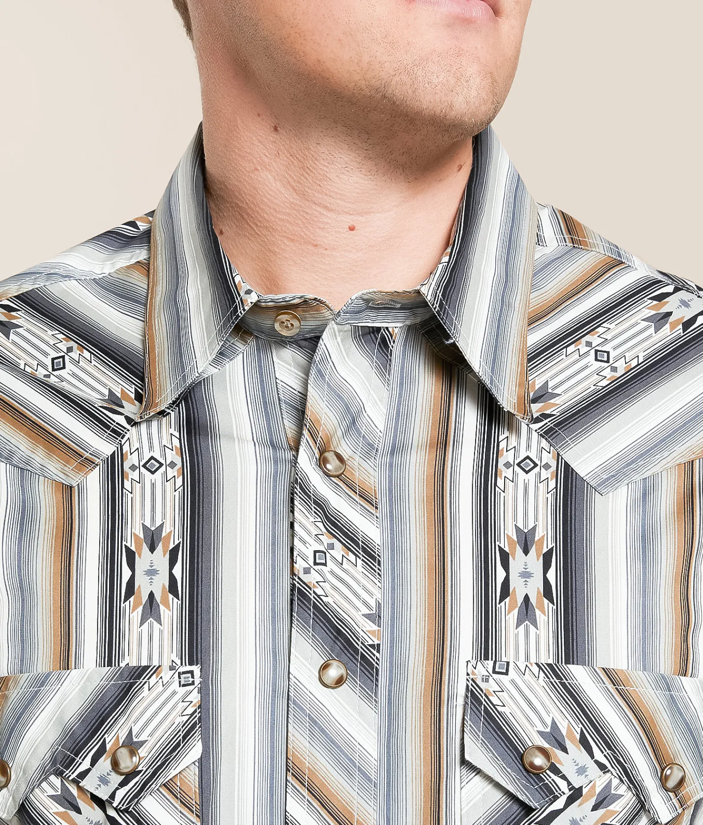 Rock & Roll Denim Aztec Striped Stretch Shirt Black Online