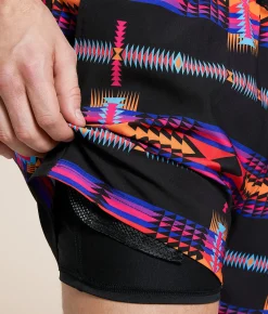 Bottoms|Swimwear | Rock & Roll Denim Aztec Swim Trunks Black